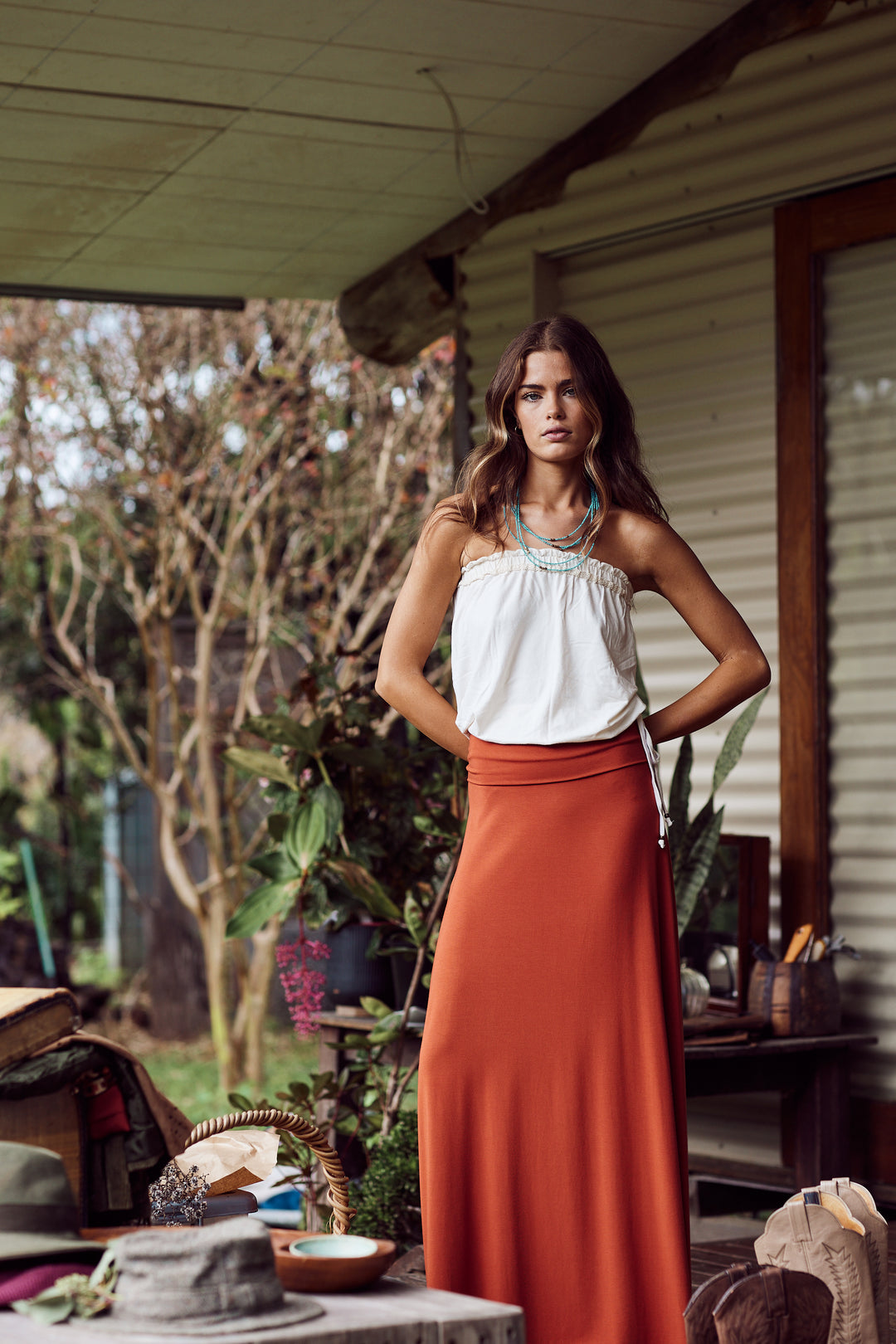 Bella Long Roll Band Skirt